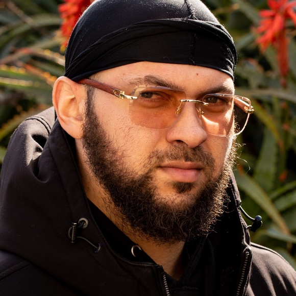 Woodgrain Gem Cut Mens Tan Tint Rimless Gold Frame Retro Summer Sunglasses - Picture 3 of 3